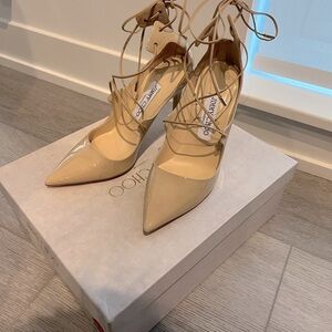 Jimmy Choo Beige Lace-Up Heels